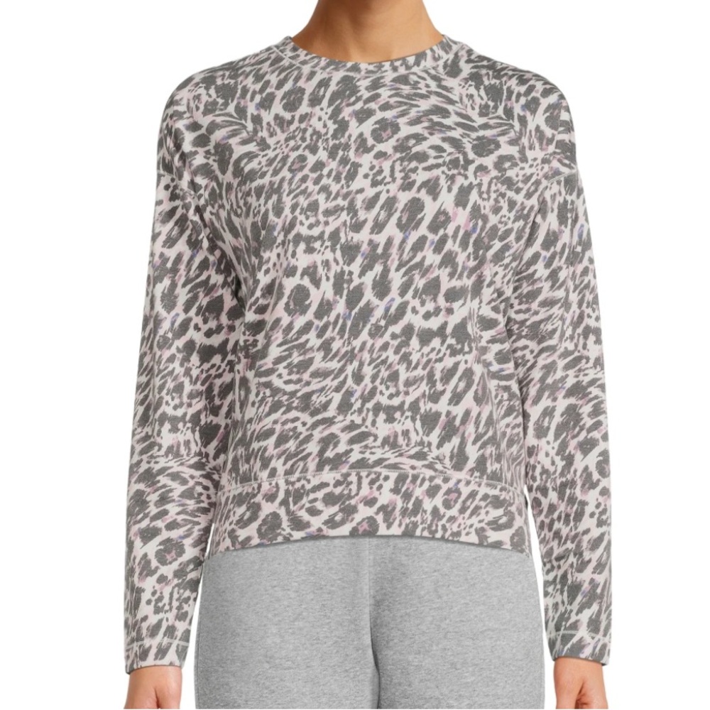 Avia Women's Long Sleeve Drop Shoulder Soft French Terry Cloth Tee
